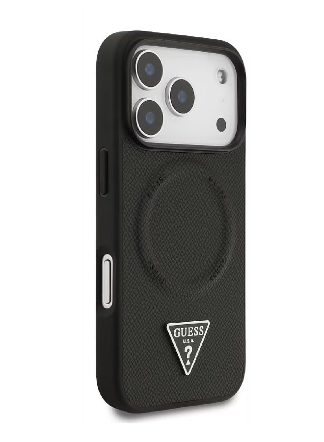 Guess MagSafe PU Leather Case with Triangle Logo for iPhone 17 Pro Max - Black - Image 4